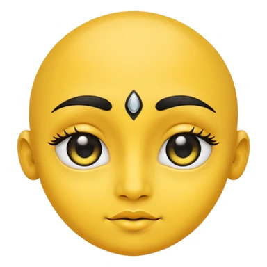 Yellow face with cute eyes and black bindi sticker