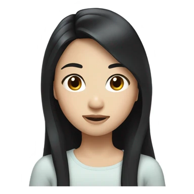 asian girl with white face and black hair  sticker