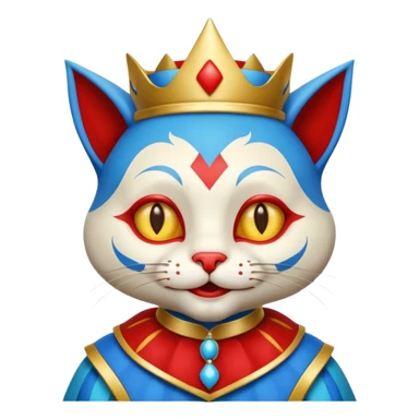 crazy colorful cute little cat jolly joker from poker, medieval, vintage, court jester, mac os icon, blue color sticker