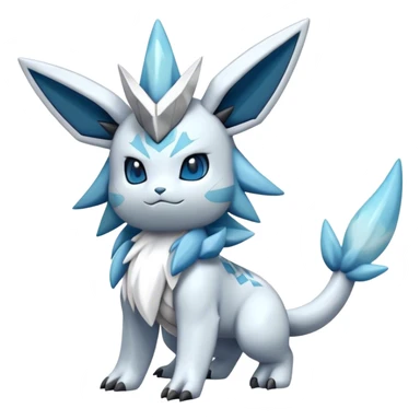 Fluffy cute Kyurem-Glaceon-dialga-hybrid, full body sticker