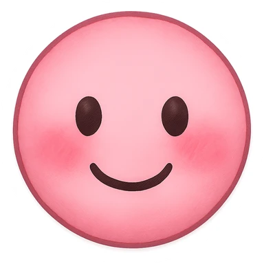 pink face with blushing cheeks emoji, digital illustration sticker