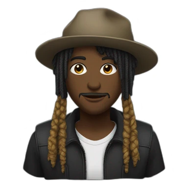 Noire  avec des dread une casquette et un bouc sticker