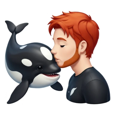 Red head male kissing orca sticker