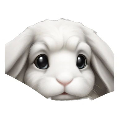 White mini lop with grey nose in a cozy blanket sticker