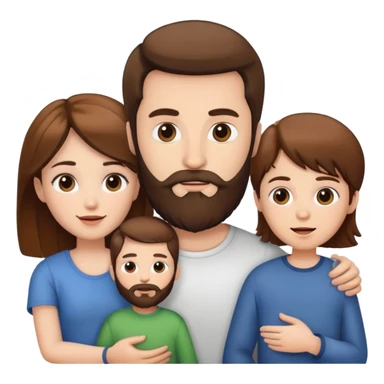 woman, man and child white skin and all brown hair and the man has a beard sticker