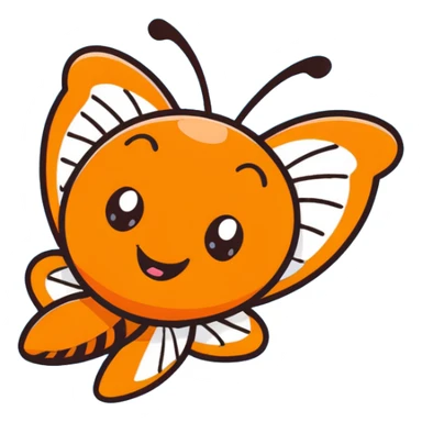 happy orange butterfly laughing sticker