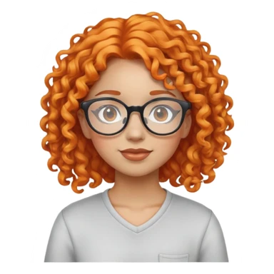 A iPhone emoji thats a girl with curly orange hair and clear glasses sticker