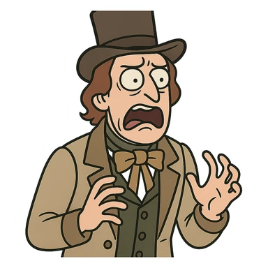 flat toon style person from the 1840s with a horrified and disgusted face sticker