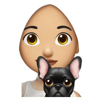 Long Black hair girl holding a Frenchie sticker