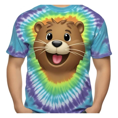 Tye-dye tshirt with a beaver on it sticker