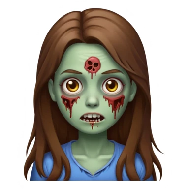 zombie emoji girl with long brown hair sticker