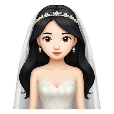 Beautiful Asian girl with long black hair wedding sticker