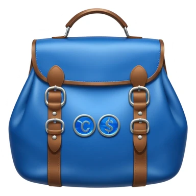 blue coins inside a leather bag  sticker