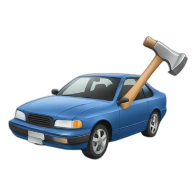 A person breaking a car with a hammer sticker