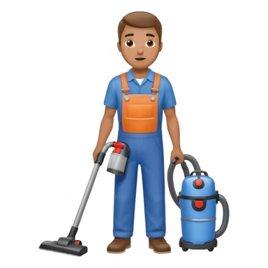 técnico de limpieza hombre sujetando una aspiradora de agua sticker