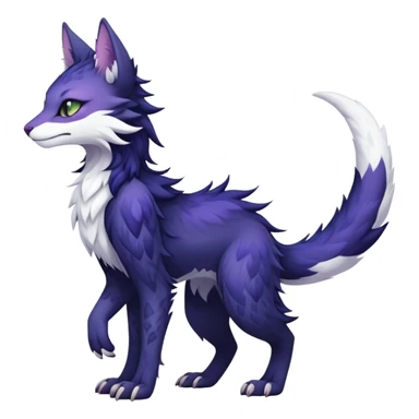 Kawaii dark edgy fantasy ethereal feline-vernid-sergal-fursona animal creature with a tufted tail full body with intricate markings  sticker