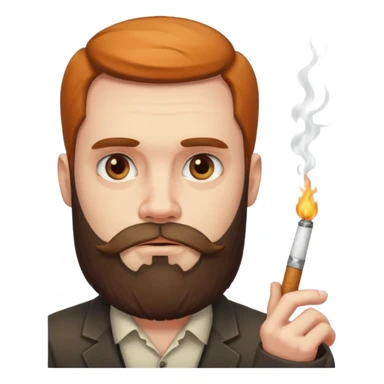 bearded emoji with a sly, suspicious look, cigarette sticker