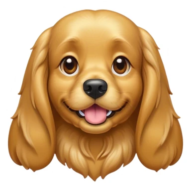 Cinematic Comical Gold Cocker Spaniel Portrait Emoji, Head tilted dramatically with an exaggeratedly amused expression, featuring a glossy golden coat with a natural bounce, wide, expressive brown eyes filled with playful disbelief, Simplified yet hilariously expressive features, highly detailed, glowing with a slightly sassy glow, high shine, dramatic yet playful, stylized with an air of cheeky charm, bright and endearing, soft glowing outline, capturing the essence of a spirited and over-the-top companion, so meme-worthy it feels like it could side-eye its way into internet fame instantly! sticker