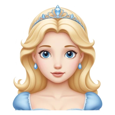 Cinematic Realistic Cinderella Portrait, depicted with lifelike skin texture, subtle rosy undertones, and soft natural lighting that enhances the gentle contours of her face. Her intricately detailed golden blonde hair is elegantly styled in an updo, with delicate wisps framing her face. Her deep, expressive blue eyes radiate warmth and sincerity, reflecting a quiet resilience and grace. She holds a glass slipper gently in one hand, her other hand resting gracefully at her side, emphasizing the timeless beauty of the moment. She is dressed in her iconic ball gown, the fabric shimmering with intricate embroidery and fine translucent layers that catch the light beautifully. The soft sheen of satin gloves adds a magical touch to her graceful pose. The portrait features an enchanting glow with a natural, luminous finish, seamlessly blending realism and fairytale charm to evoke a sense of depth, elegance, and timeless beauty. sticker