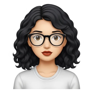 wavy haired girl with black hair and carmel but light skin and clear glasses full lips  sticker