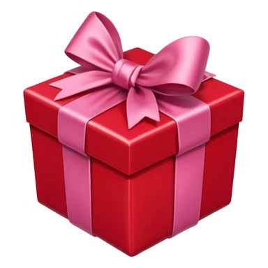 red gift box with pink bow sticker