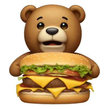 Teddybear eating a burger  sticker