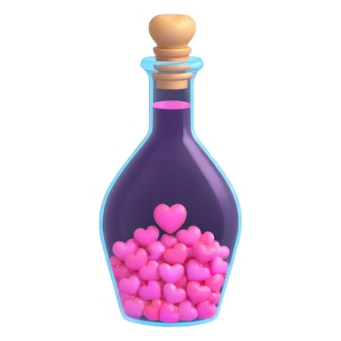 A potion bottle with pink hearts inside sticker