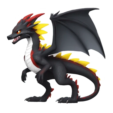 Anthro Cute cool black red white yellow nargacuga-dragon sergal animal hybrid Fakemon full body sticker