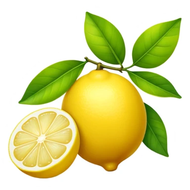 whole lemon with leaf, vibrant yellow sticker