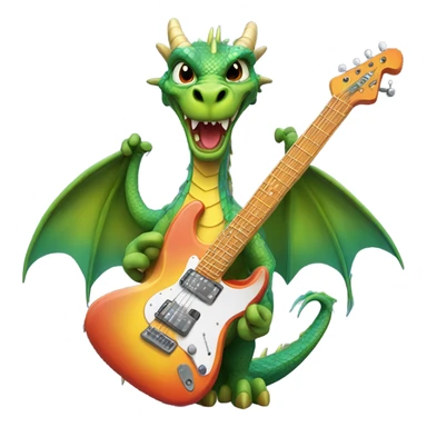 Dragon with electric guitar sticker