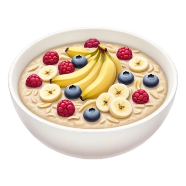Oatmeal with banana and berries in a white bowl sticker
