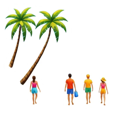 abstract art people on the beach with palm trees landscape  sticker