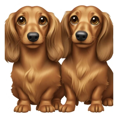 Two long hair dachshunds together  sticker