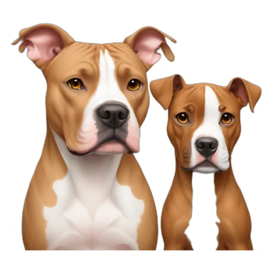 One fawn colored pitbull looks like a deer with white stripe on her face next to one copper colored pitbull boxer sticker