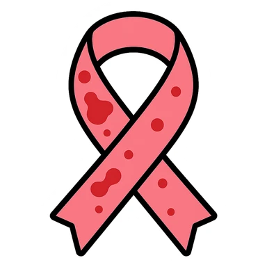 pink ribbon with blood stains sticker