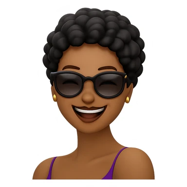 Change her facial expression to happy, keeping the same style as the reference image. sticker