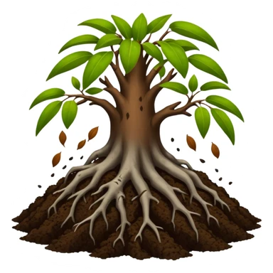 soil organic carbon with mangroves dropping leaves onto soil to rot sticker