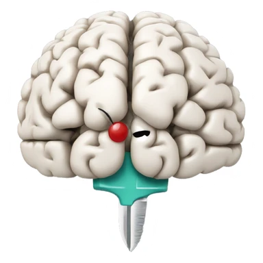 Brain with a surgical scalpel sticker