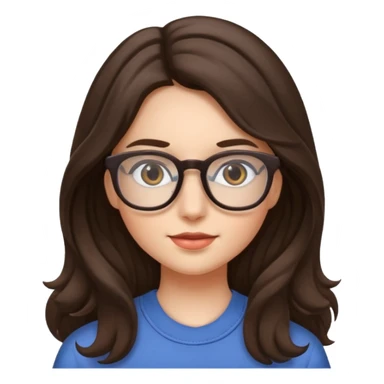 Brunette (more brunette) girl with long not to wavy hair and glasses sticker