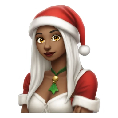 rogue female elf fantasy wearing santa hat sticker