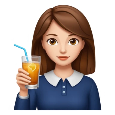 Brown hair woman with a drink  sticker