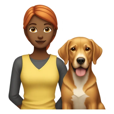 Red-haired girl with yellow Labrador dog sticker