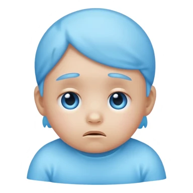 a baby blue sad face emoji with a glowing baby blue gradient behind it  sticker