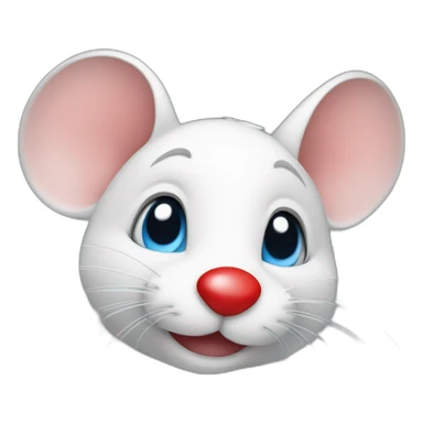 a litte mouse with a red nose and blue eyes sticker