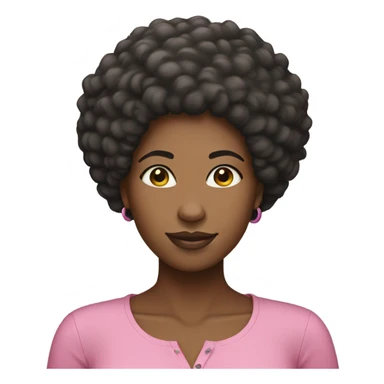 Black women with an Afro and a pink shirt sticker