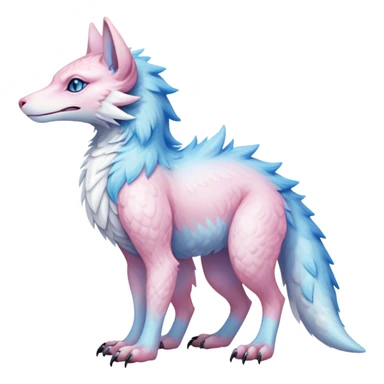 Feral Rare Fantasy cute realistic adorable pastel pink light-blue white iridescent Vernid-Sergal-hybrid by LiLaiRa, markings, tufted ears, full body sticker