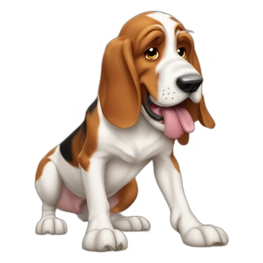 angry basset fauve de bretagne licking paw sticker