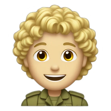 A happy young soldier with a not toolong curly blond hair sticker
