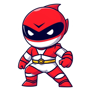 power ranger with a puzzled face cartoon style sticker