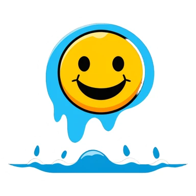 scared smiley face being drowned with so much water sticker